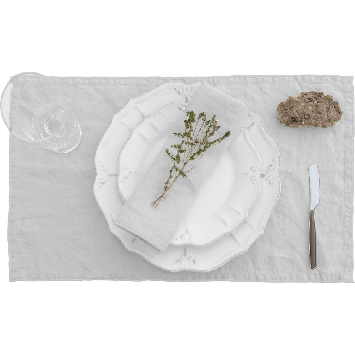 HORTENSE - Sets de table (x4) lin lavé  30x50 blanc