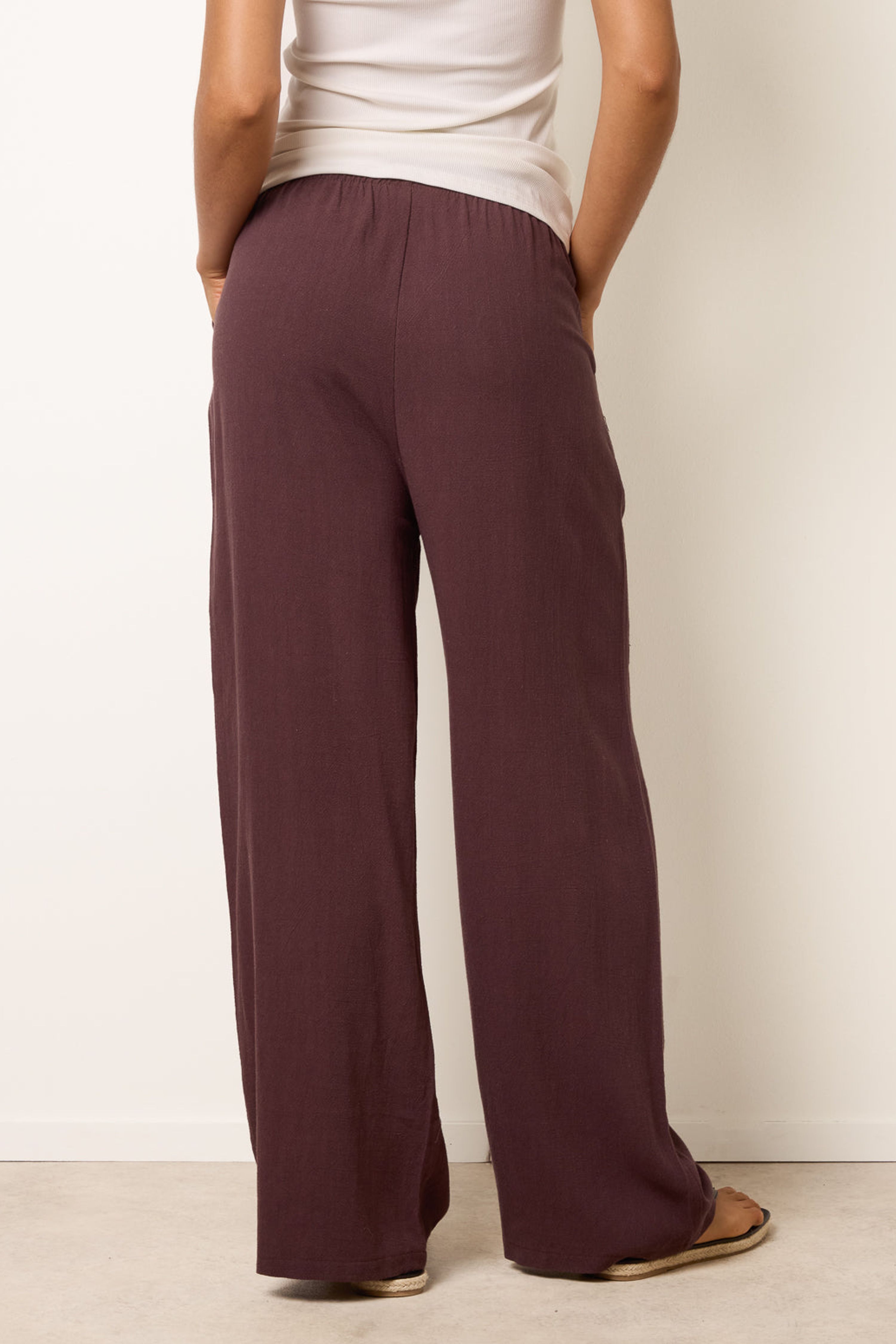 Blue Vanilla Brown Linen-Blend Drawstring Trousers