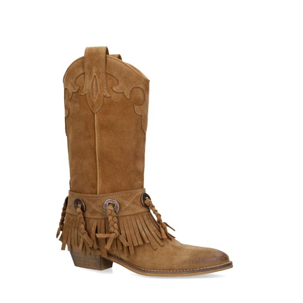 Beige suède cowboylaarzen