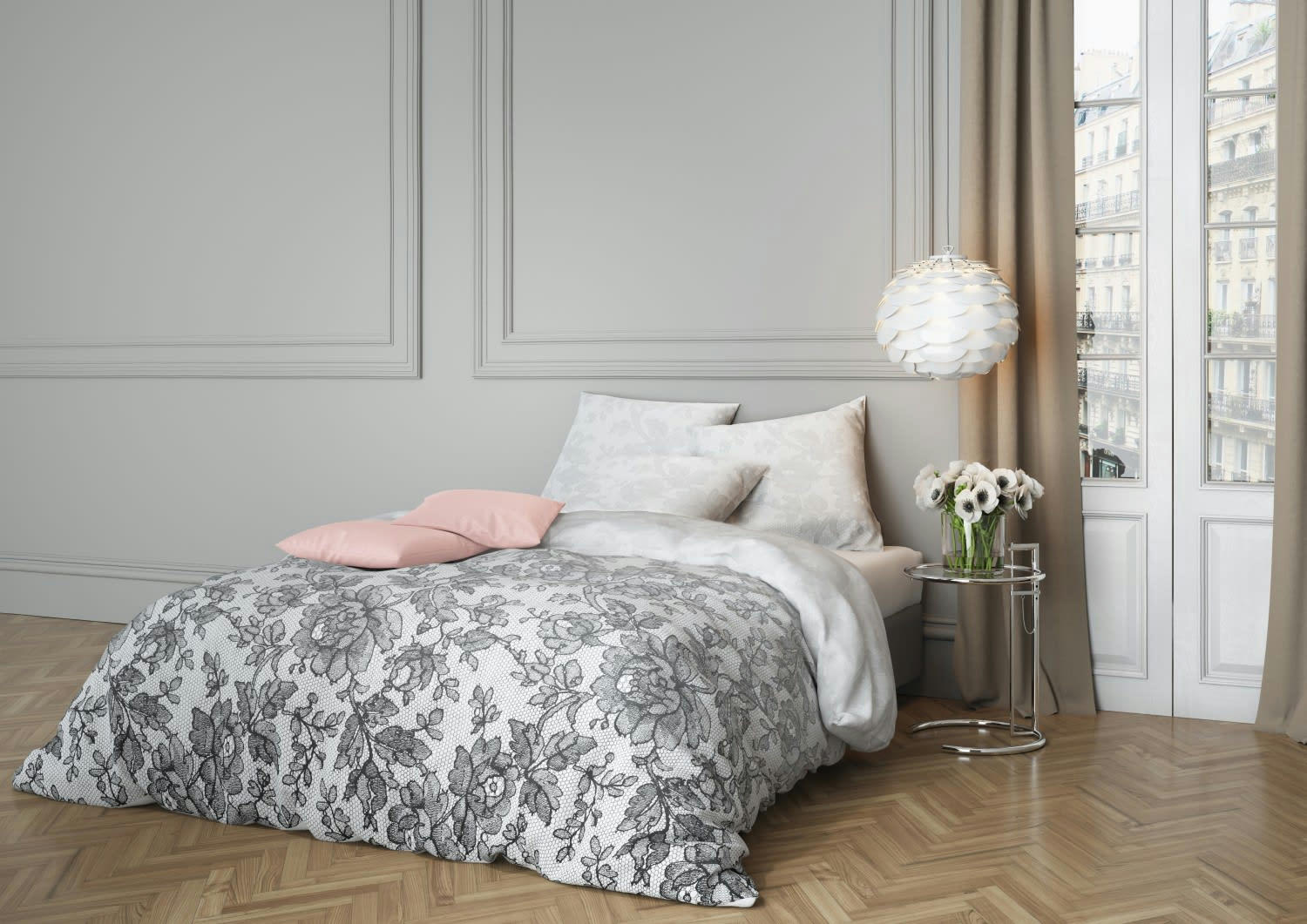 JILLE - Parure housse de couette coton blanc 220x240 cm