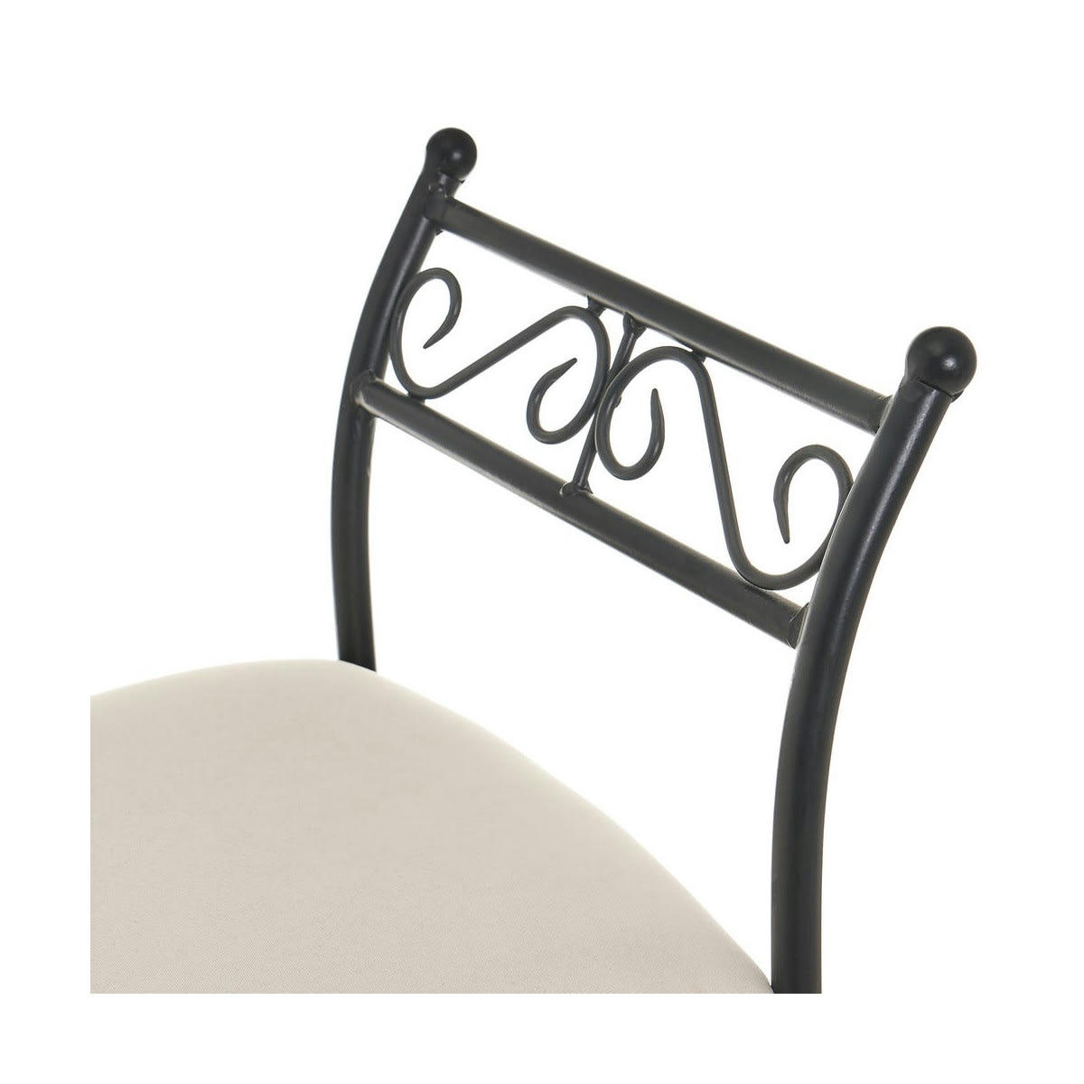 - Banquette en métal noir et assise rembourrée coton beige 74x30x63cm