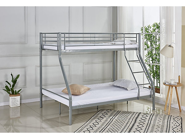 Lit superpose GENERIQUE 140x190 en metal barriere matelas sommier - sans sommier gris
