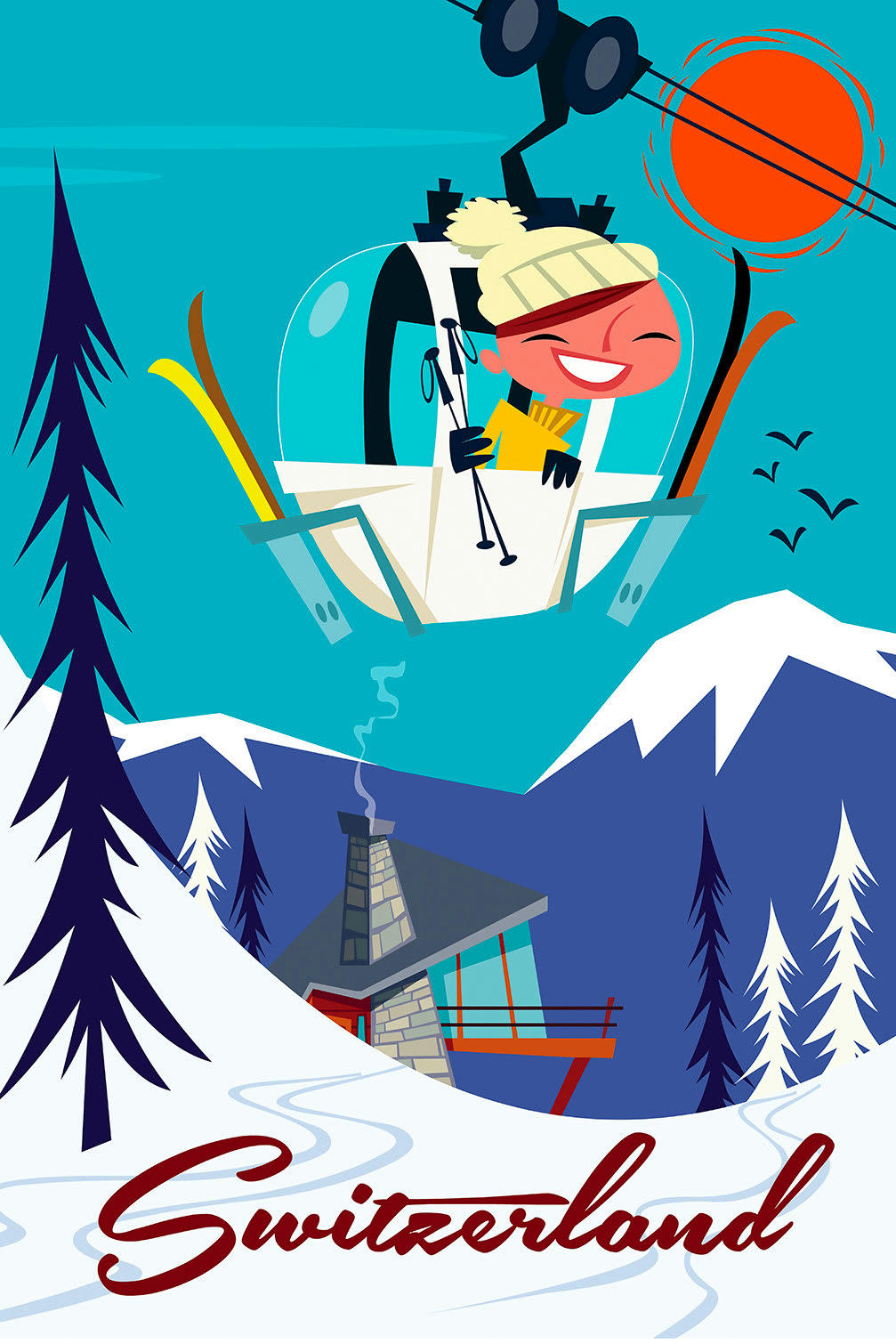 - Tableau voyage en suisse imprimé sur toile 60x90cm