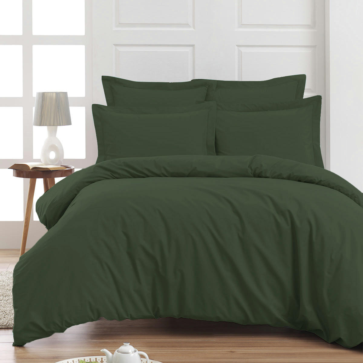 SOFT PERCALE - Drap housse en percale de coton Eucalyptus 140x200 cm