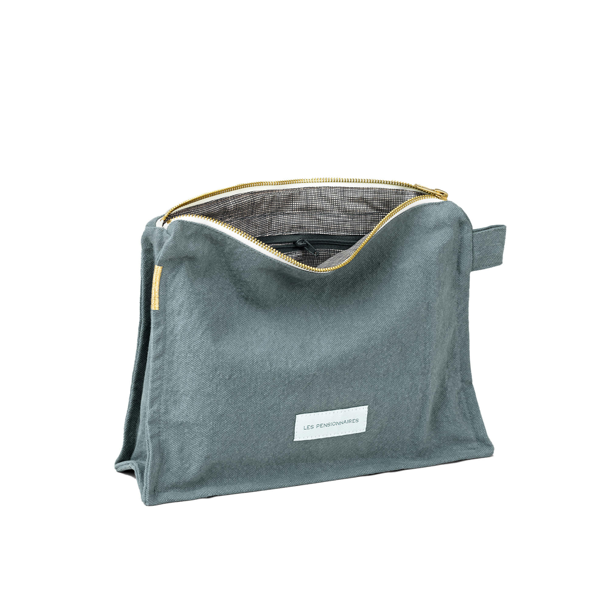 - Trousse de toilette en toile de coton bio bleu horizon