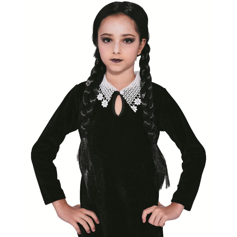Perruque Halloween Wednesday noir L50cm