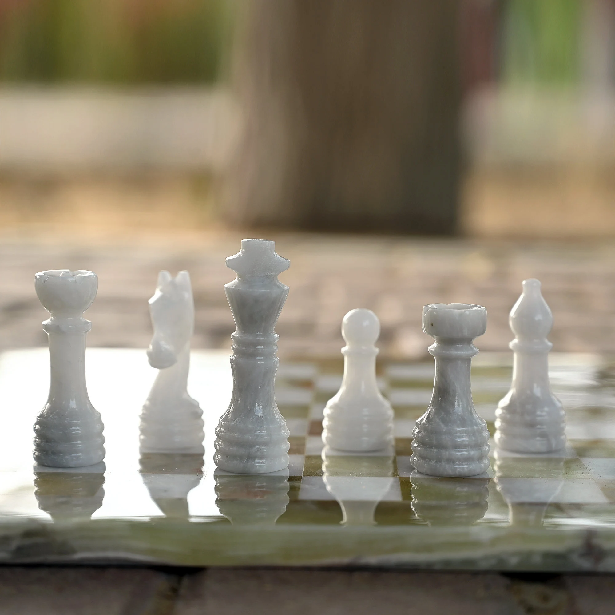 Green Onyx Marble Chess Set: Handmade Vintage Decor , 12-Inch Chess board with weighted pieces