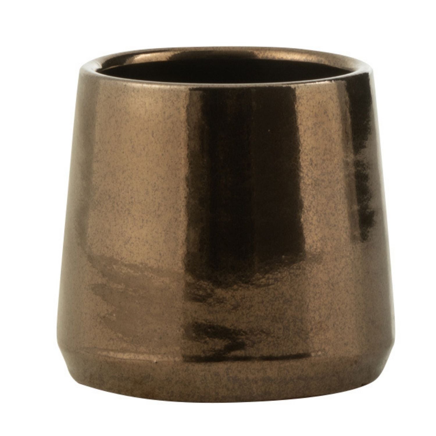 J-Line bloempot Rond Terra Blinkend - goud - extra small - Ø 14 cm