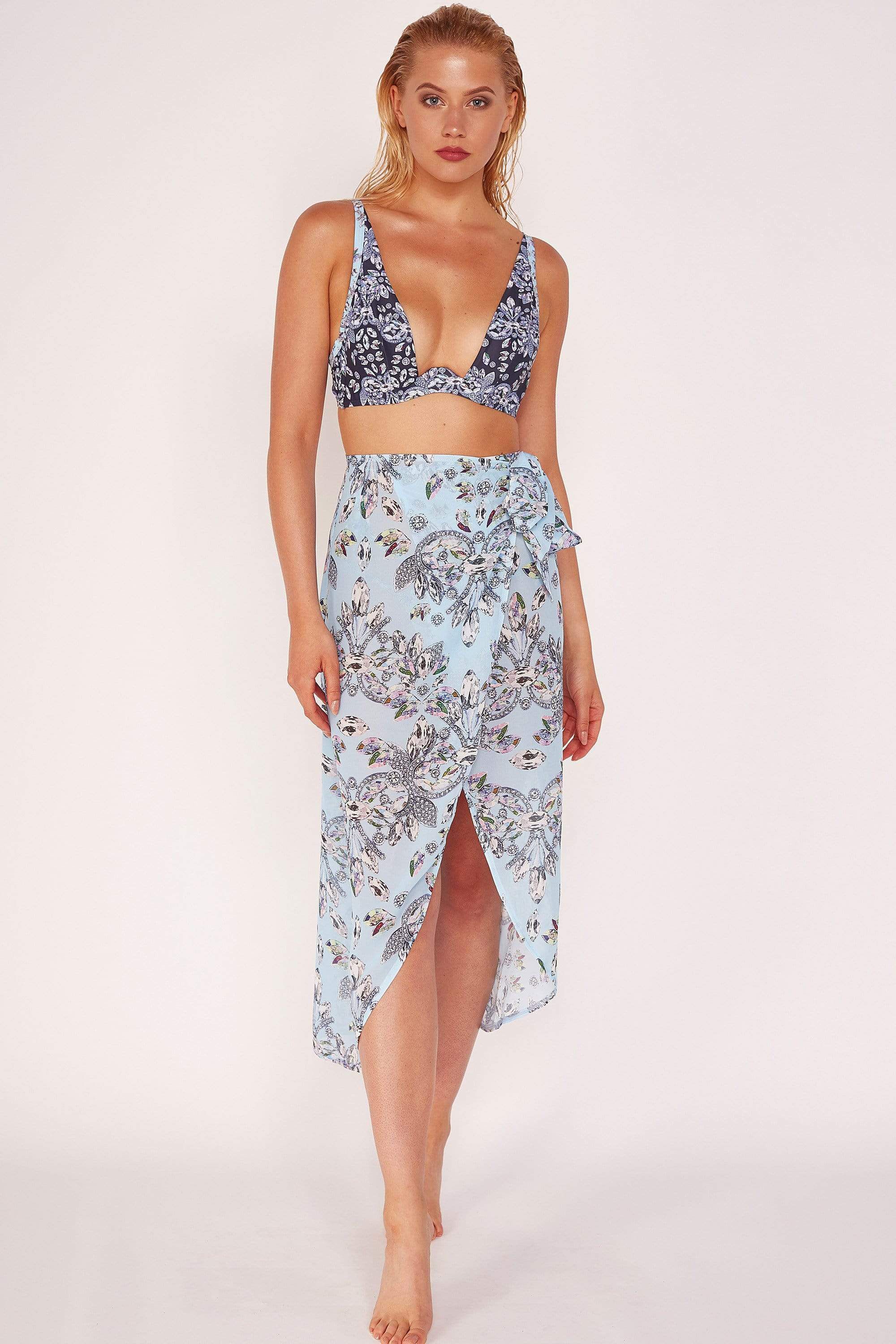 Wolf & Whistle Jewel Print Sheer Beach Sarong