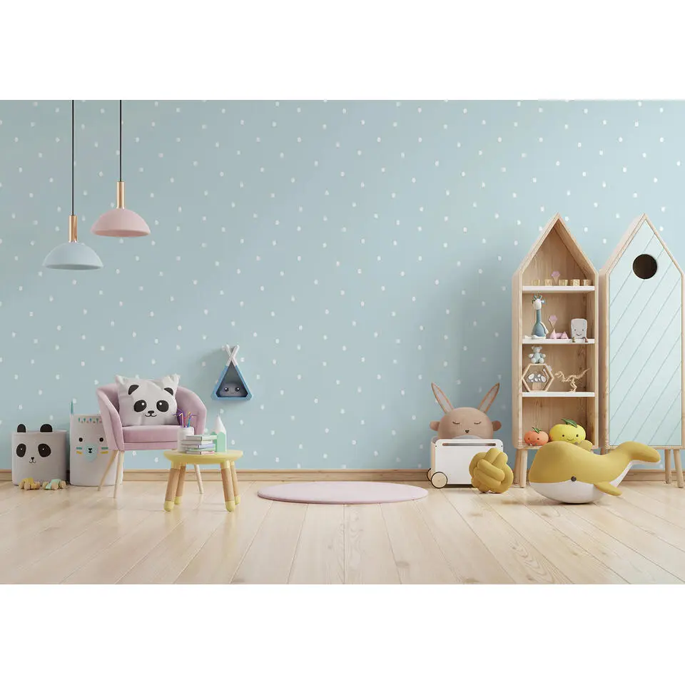 Sanders & Sanders behang stippen vergrijsd mintgroen en wit - 53 cm x 10 m