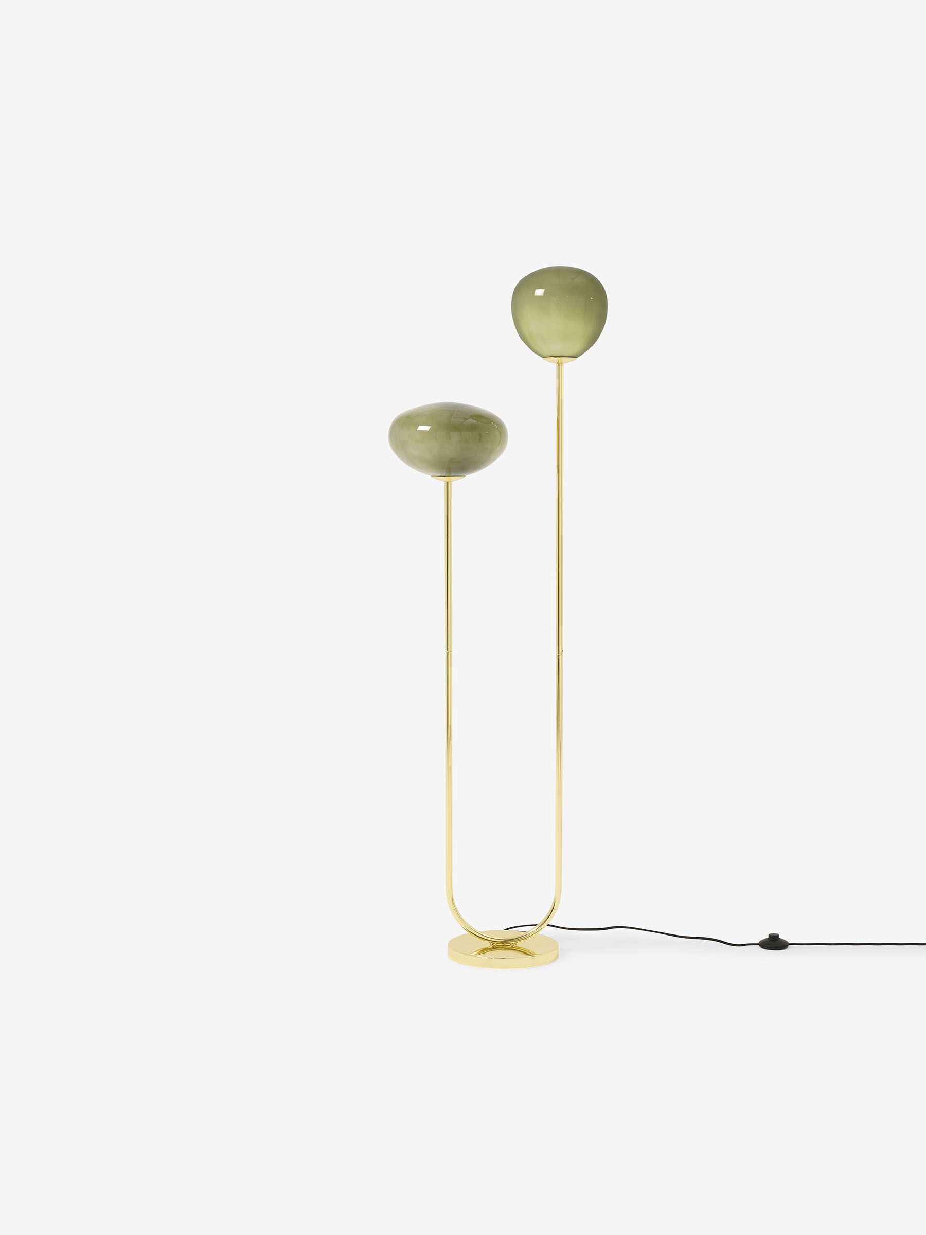 Adrianne Floor Lamp in Brass/Green