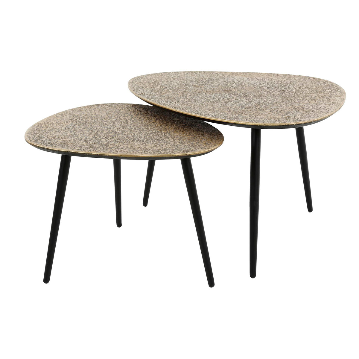 Giga Meubel Salontafel Metallic - Brons Staal - Set van 2 - 80x59x43cm
