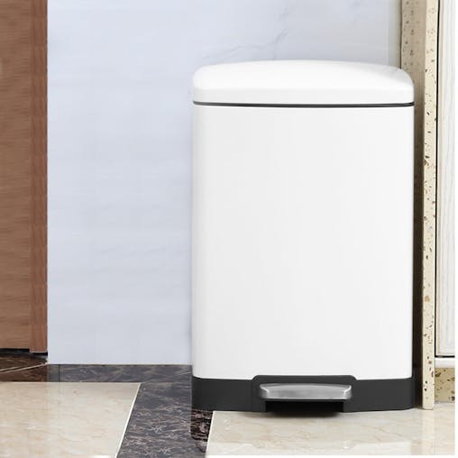 SOGA 2-Pack 12L White Stainless Steel Foot Pedal Trash Bin