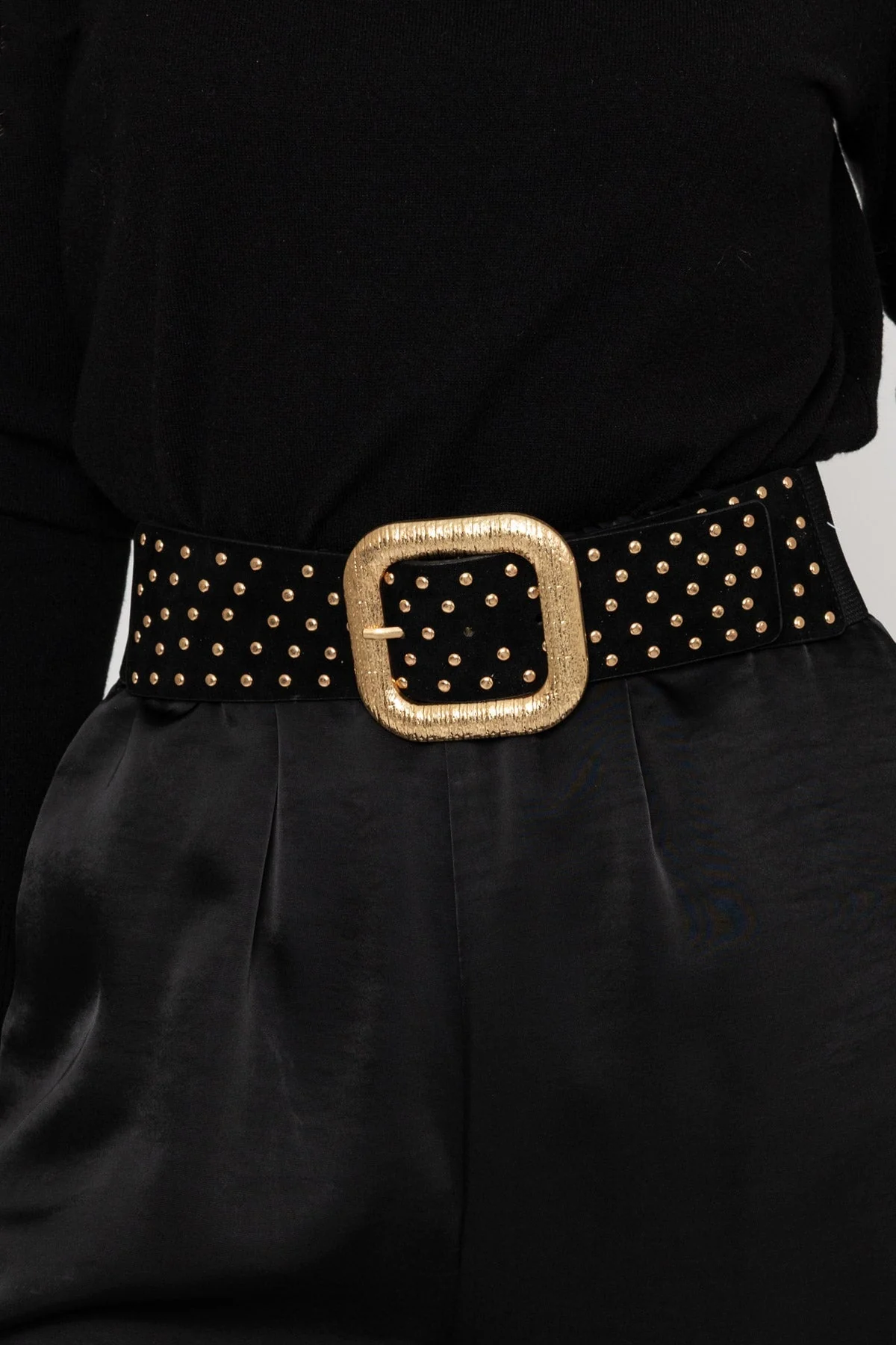 Black Studded Elasticated Belt