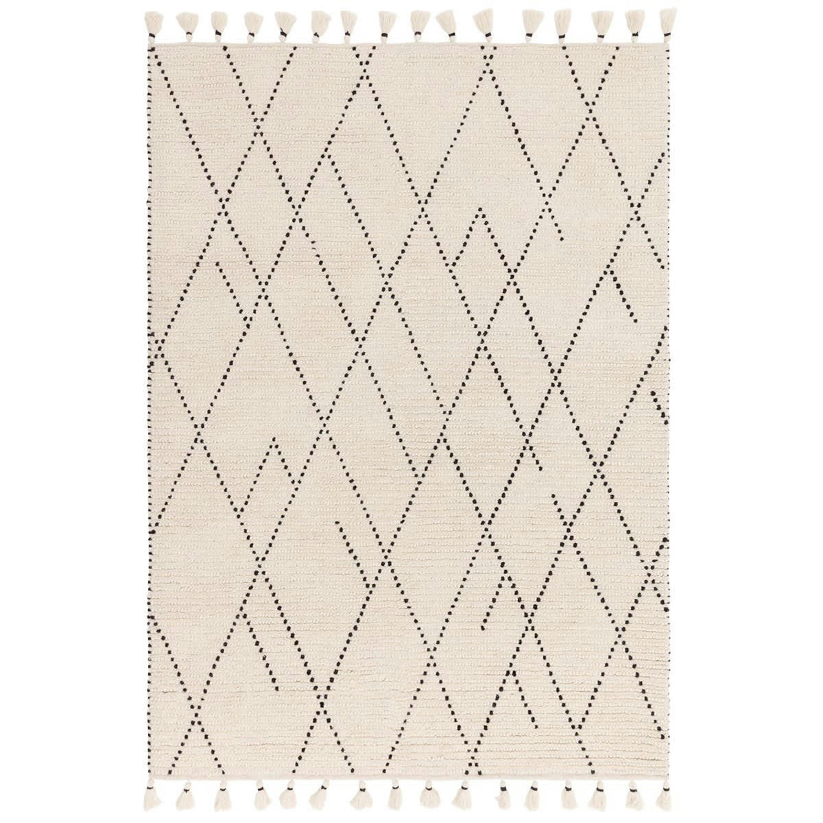 KASBA - Tapis de salon en laine beige 160x230 cm