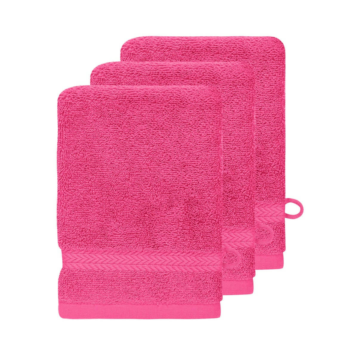 LUXURY - Lot de 3 gants de toilette 550gr/m²  rose indien 16x22 cm