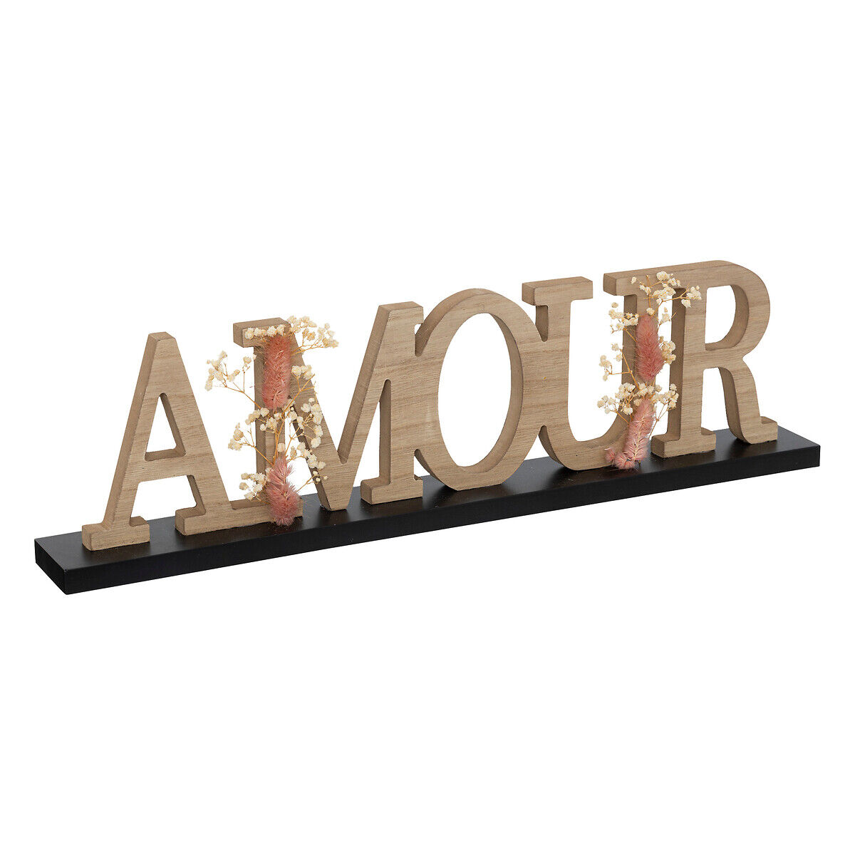 Palavra decorativa amour em mdf com flores