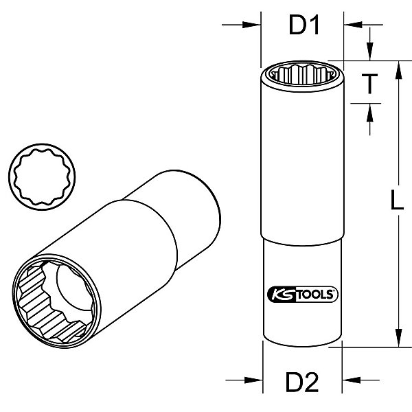 KS Tools - 922.1272 - Douille longue 12 pans ULTIMATE 1/2'', 13 mm