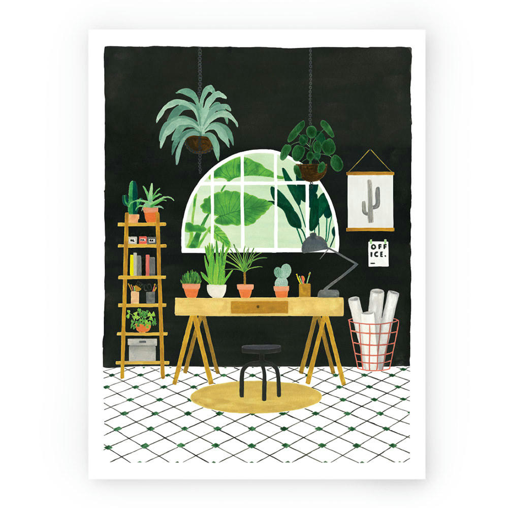 - Affiche illustrée motif Bureau 30x40 cm