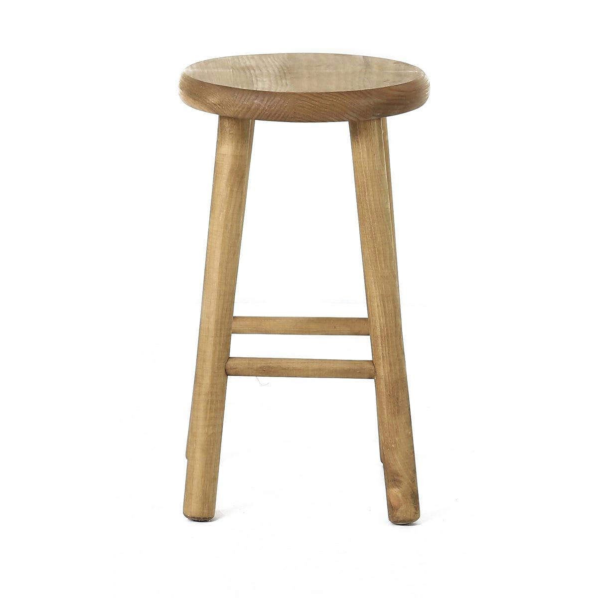 REGION - Tabouret rond en pin ciré aspect lisse