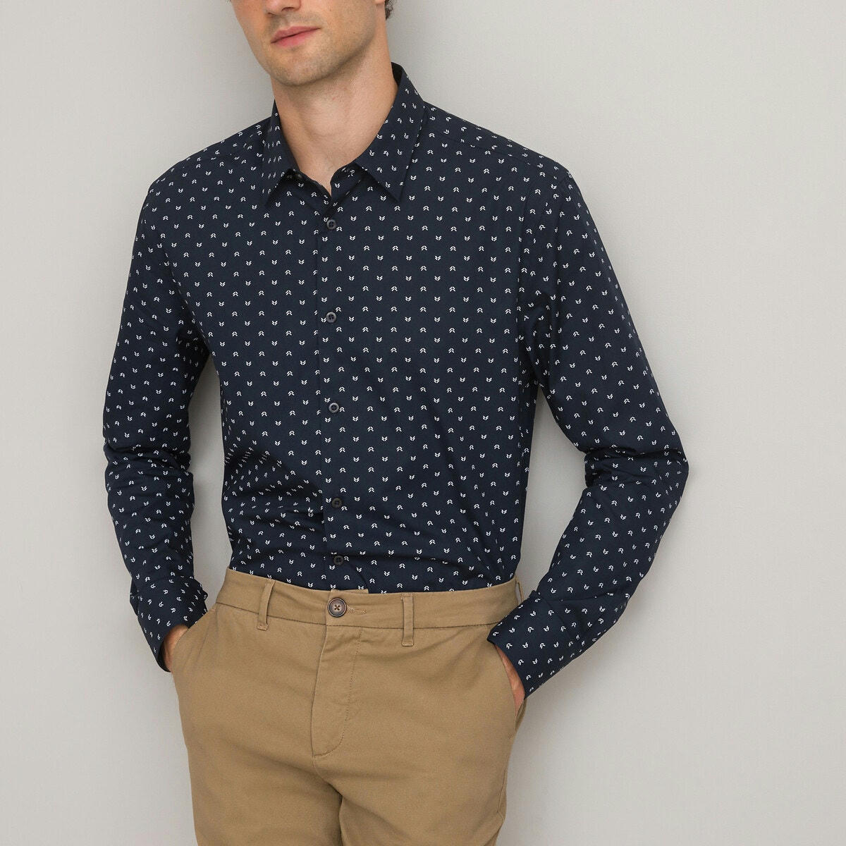 Chemise droite, manches longues, imprimée