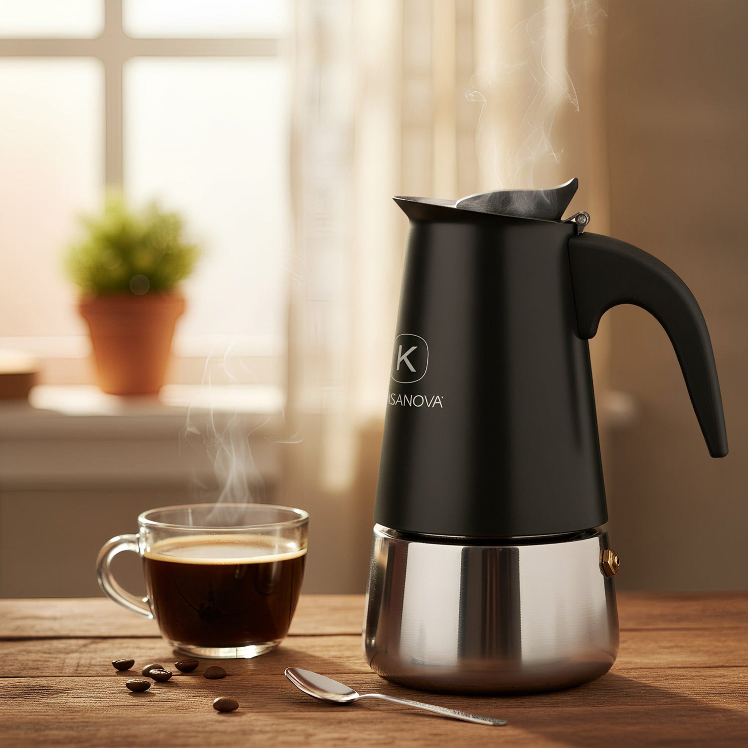 Caffettiera induzione 4 tazze nero