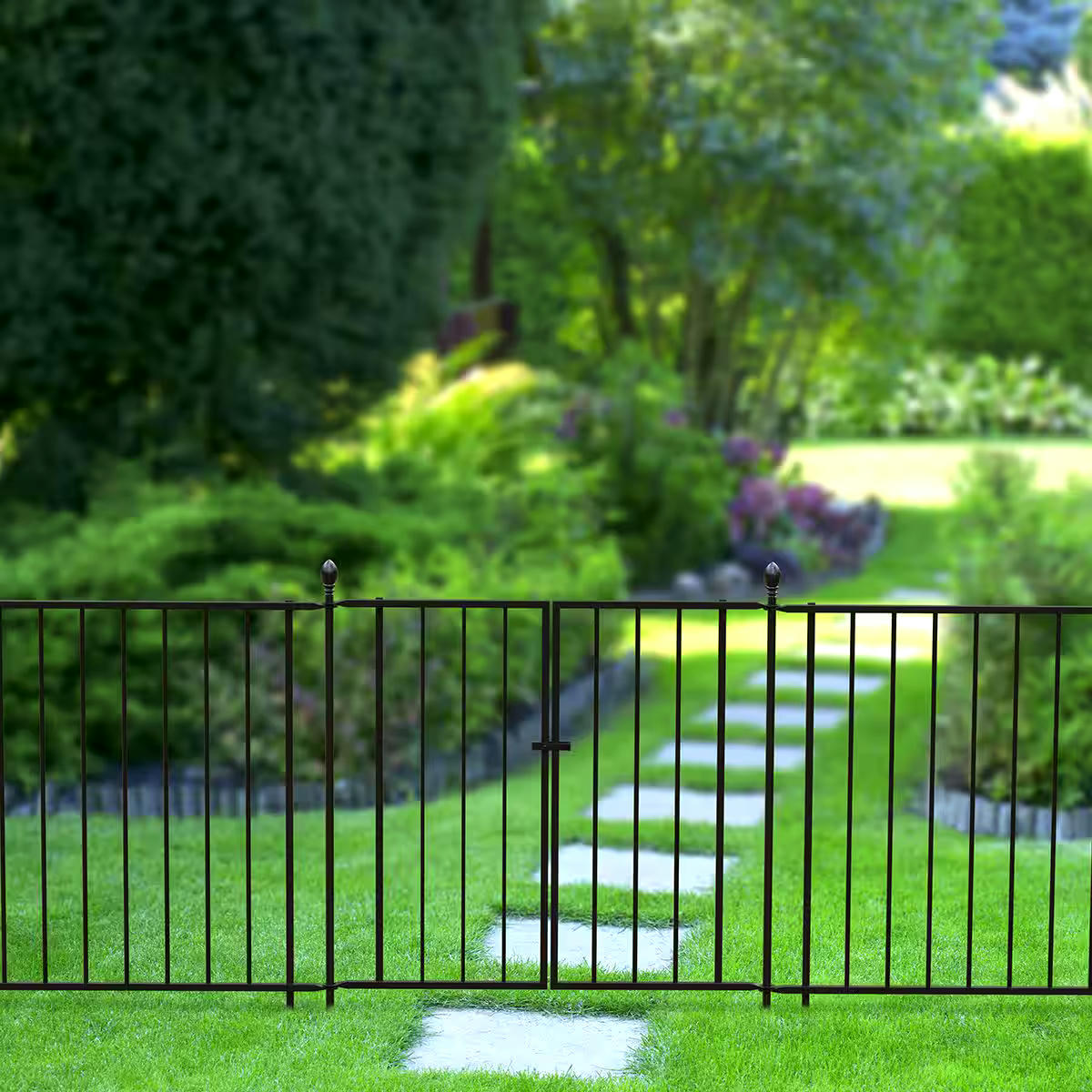 Panacea Euro Outdoor Rust-Resistant Steel Fence Gate, Black, 27 x 36-in