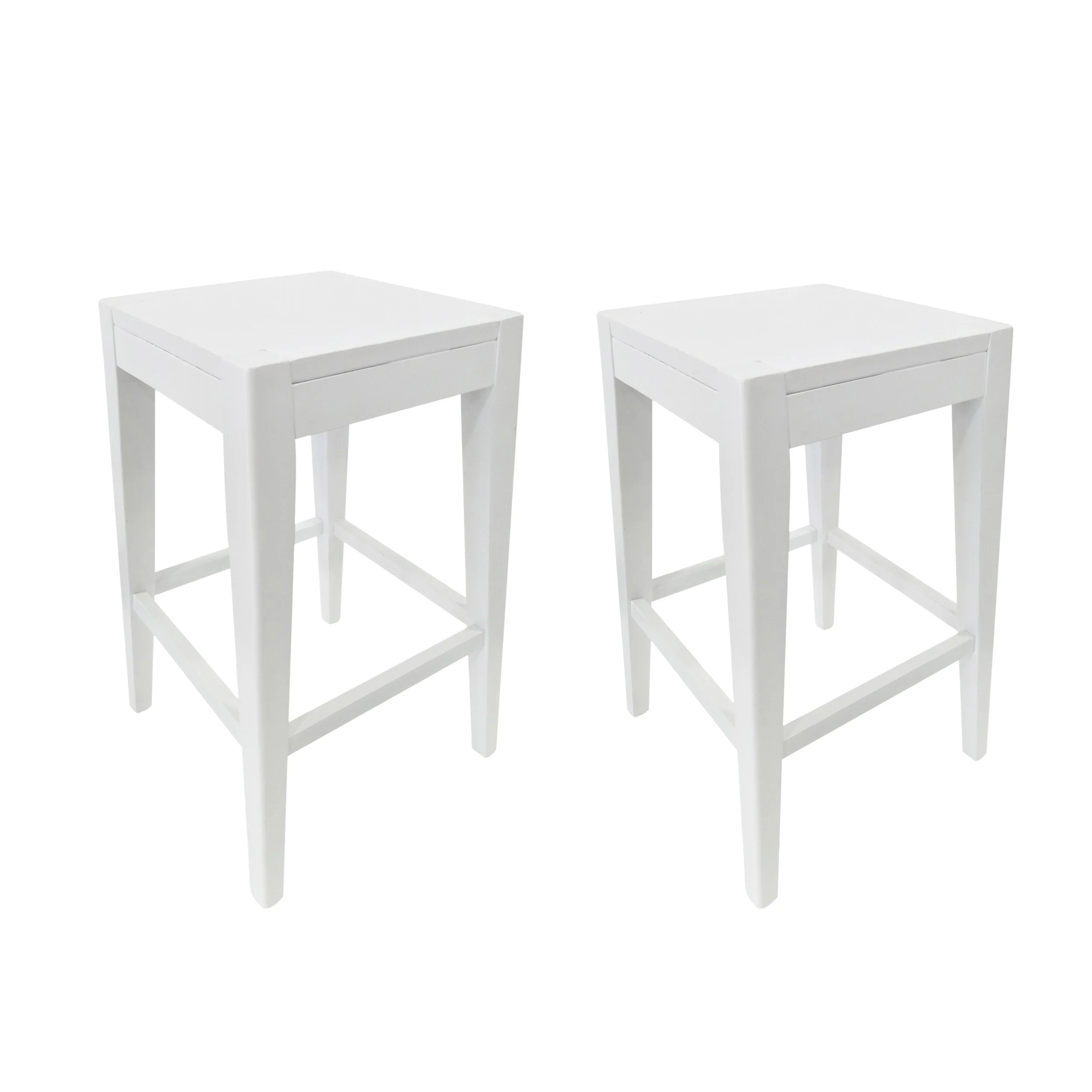 Roomfitters Minimalist Counter Stool Set of 2, Modern Kitchen Seating, Space-Saving Design, White