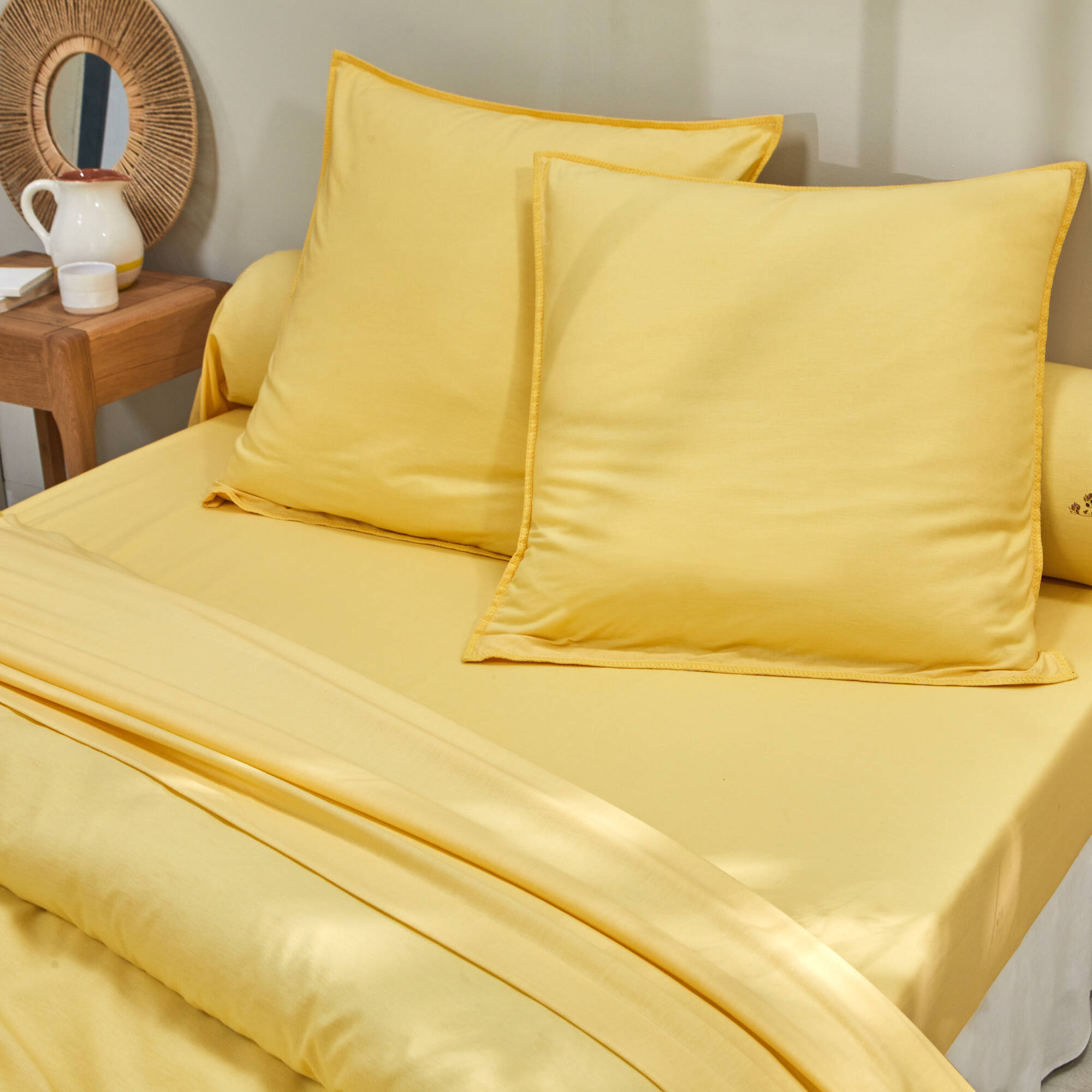 Linge de lit uni coton lavé