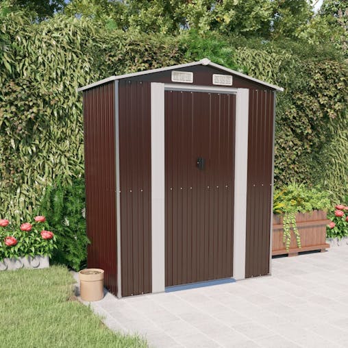NNEVL Garden Shed Dark Brown 192x108x223 cm Galvanised Steel