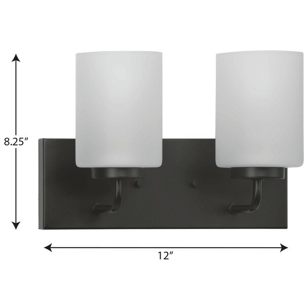 Merry Collection 2-Light Matte Black Etched Glass Transitional Wall Light