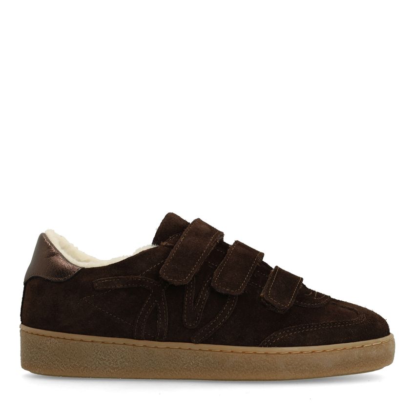 Manfield Donkerbruine suède sneakers