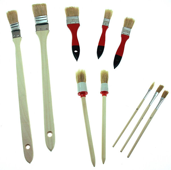 Assortiment de 10 pinceauxPlat Rond Recourbé