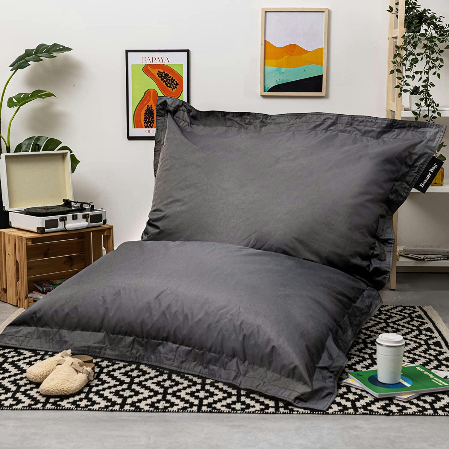 BAZAAR BAG - Coussin de sol gris anthracite 180x140cm