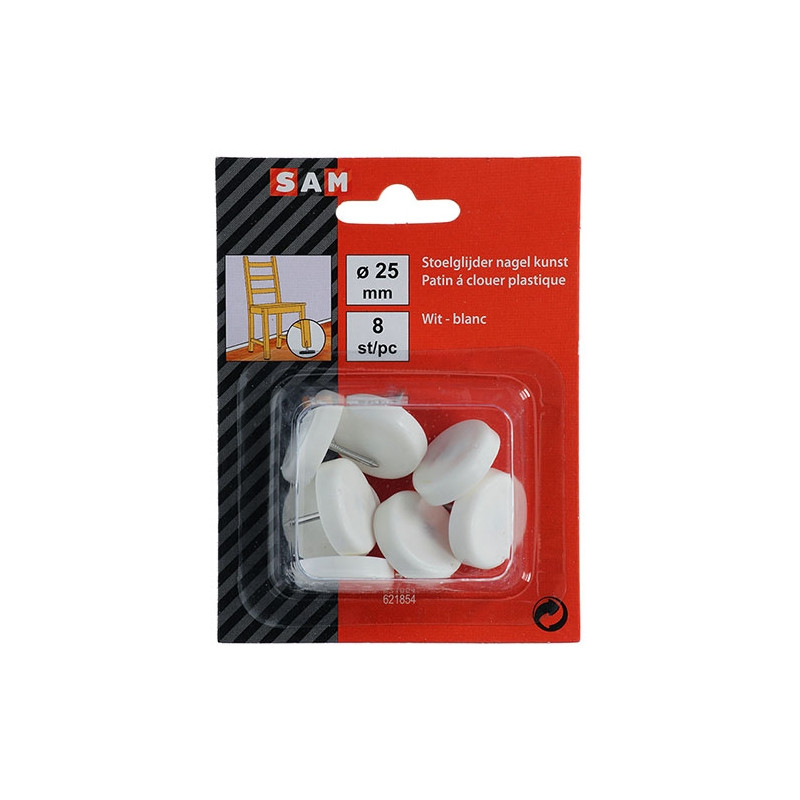 Patin en PVC à clouer blanc Ø 25 mm 8 pièces