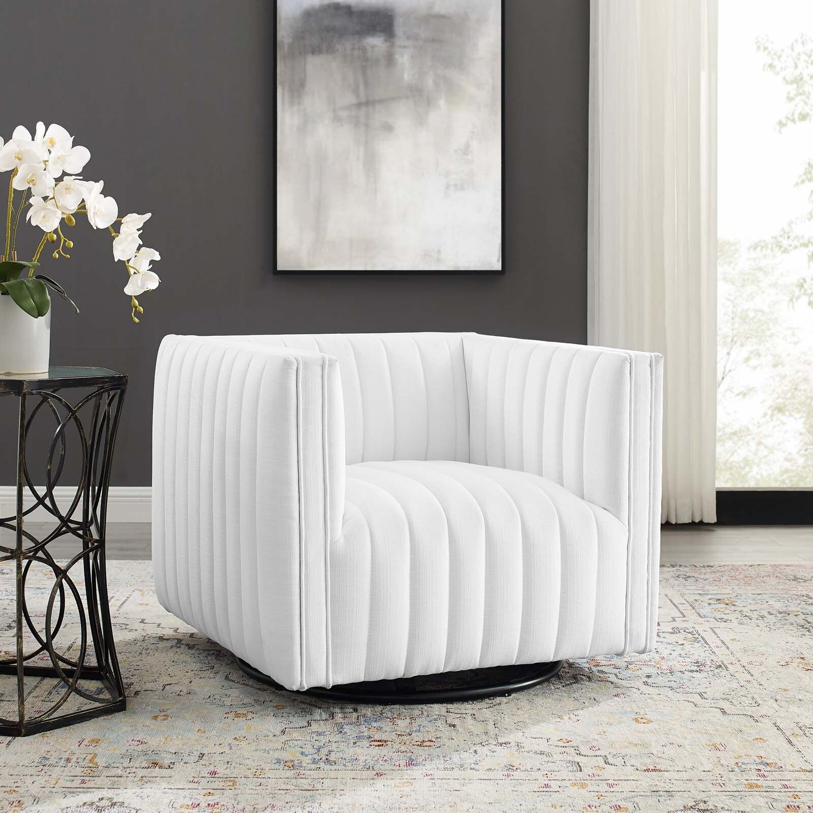 Perception Tufted Swivel Upholstered Armchair