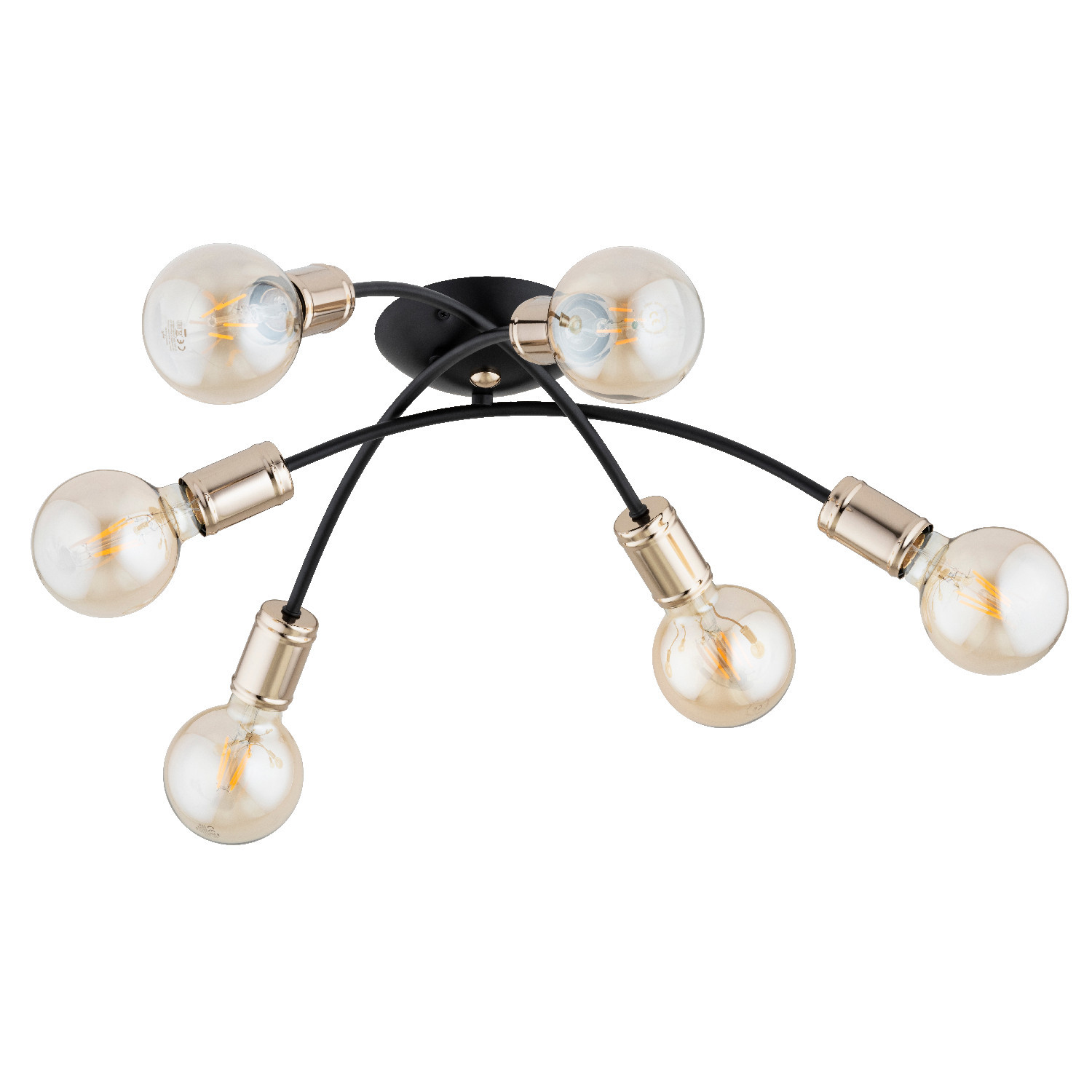 Lampa sufitowa czarno-złota SEDNA 6xE27x15W wym: 16x52x52 cm Alfa