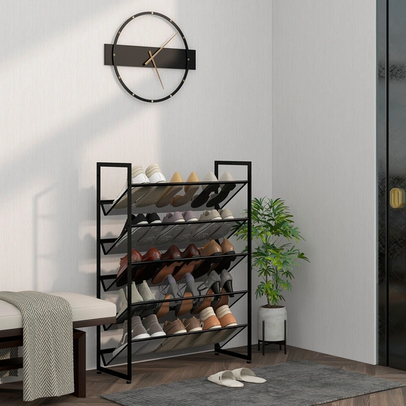 Schuhregal, LxBxH: 72x30x102 cm, schwarz
