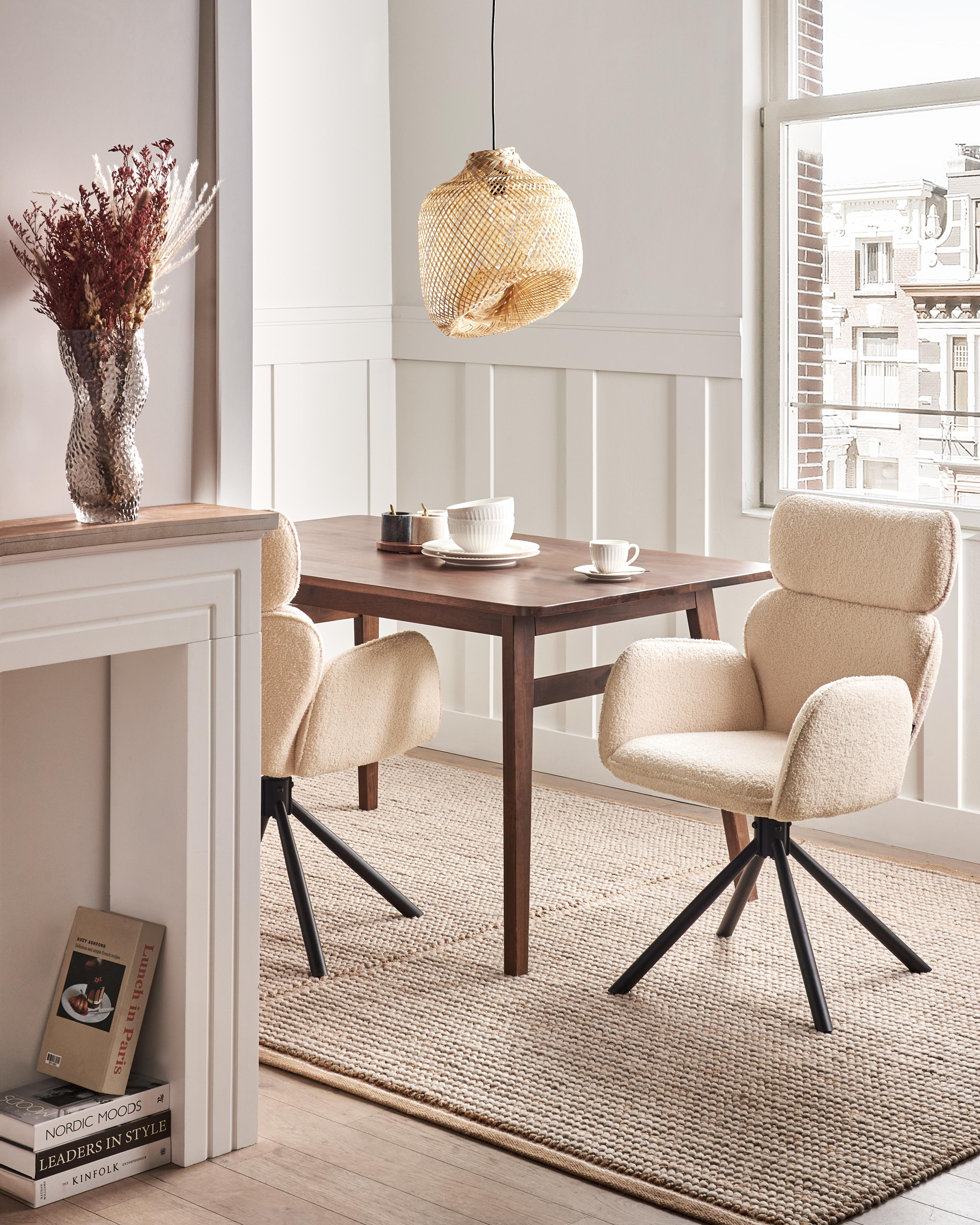 Dining Chair Swivel ALENE Boucle Light Beige