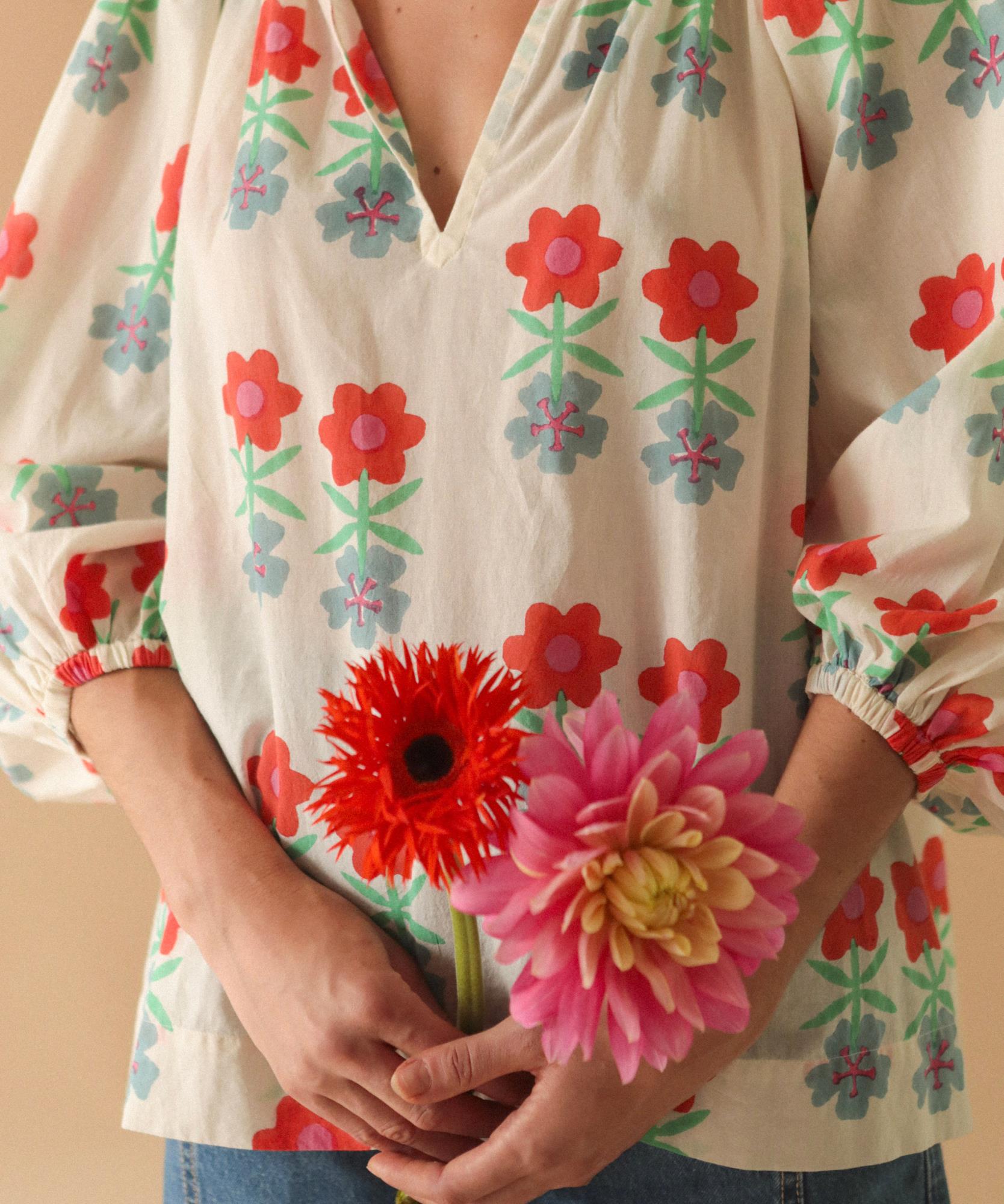Blouse imprimé Mayanka Fleur Double - 100% Coton