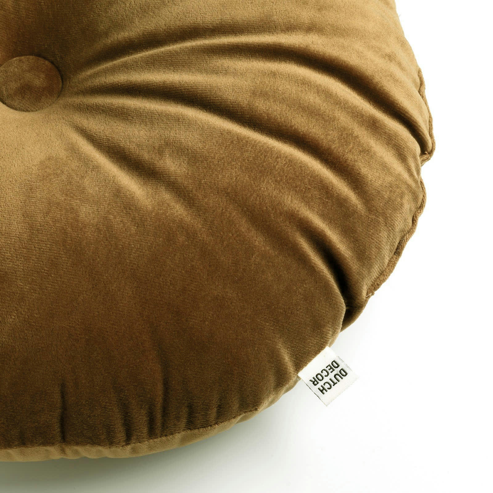OLLY - Coussin rond marron en velours 40 cm uni