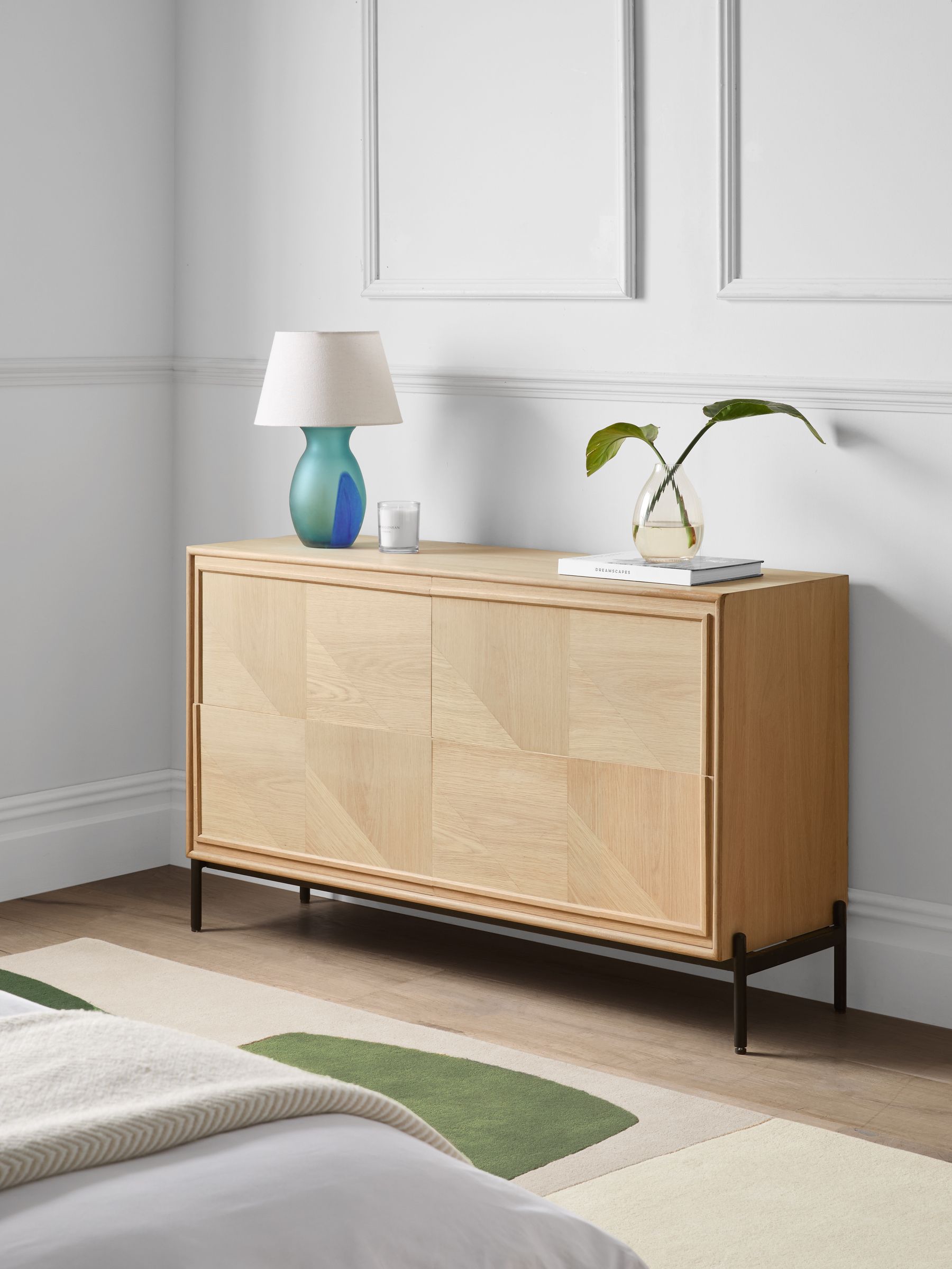 Whitewashed Oak Aden Wide Wide Chest of Drawers