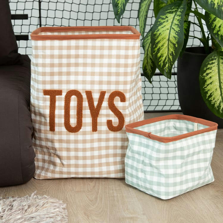 - Panier de rangement Vichy nude (35 x 35 cm)