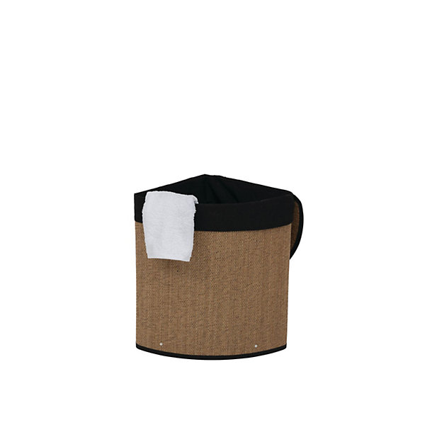 Panier à linge d'angle 48L bambou et tissu