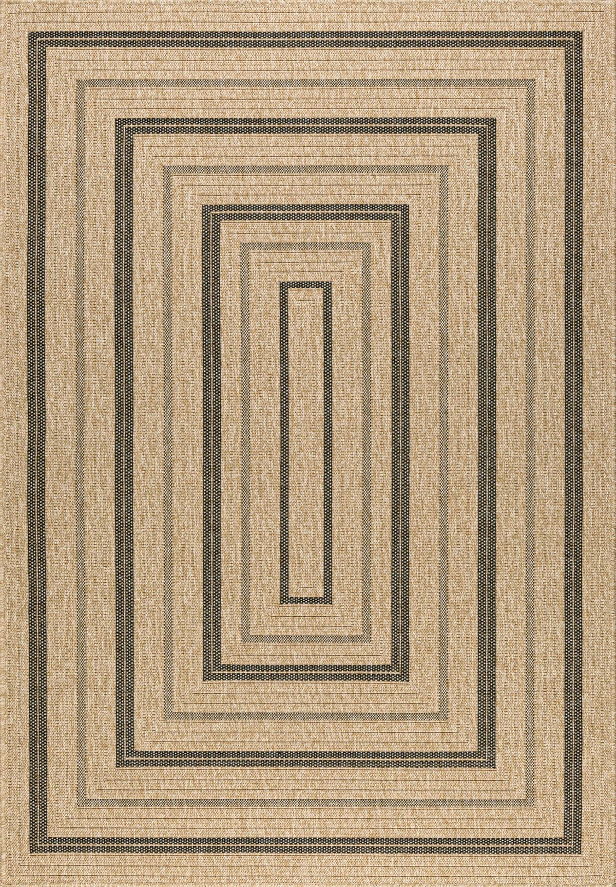 NATURE - Tapis intérieur/extérieur effet jute motif rectangulaire noir 160x230