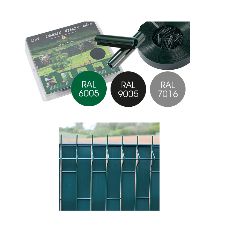 Lanière pour clôture avec clips anthracite 55 mm GIARDINO
