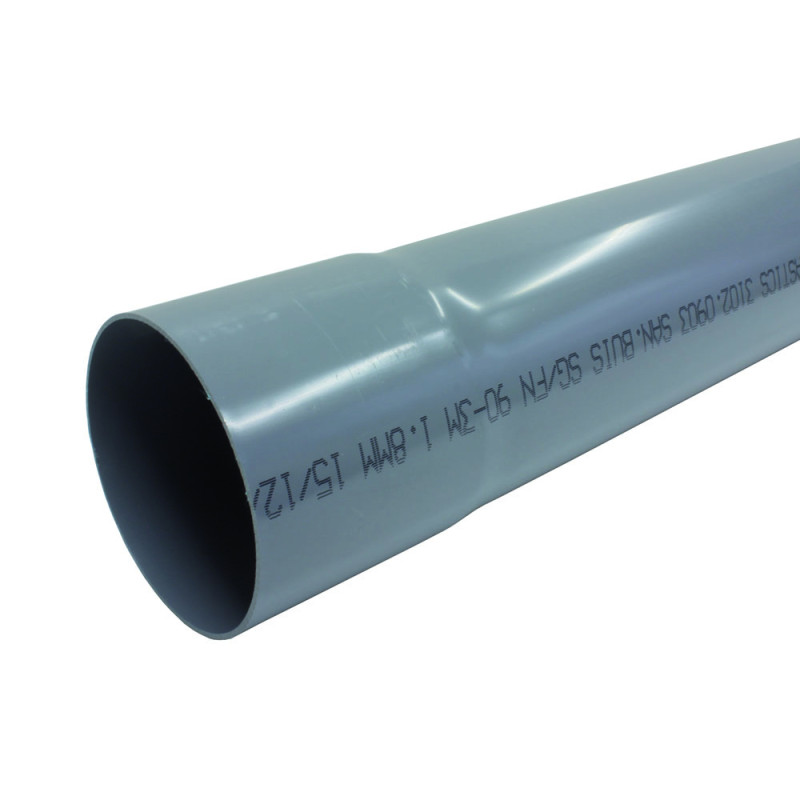 Tuyau sanitaire PVC NU gris Ø 90 mm 4 m SCALA