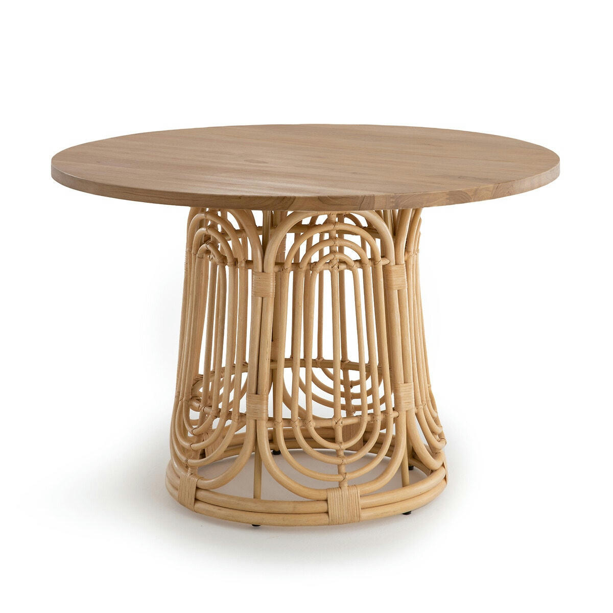 Table à manger 4/6 couverts teck et rotin, Methy