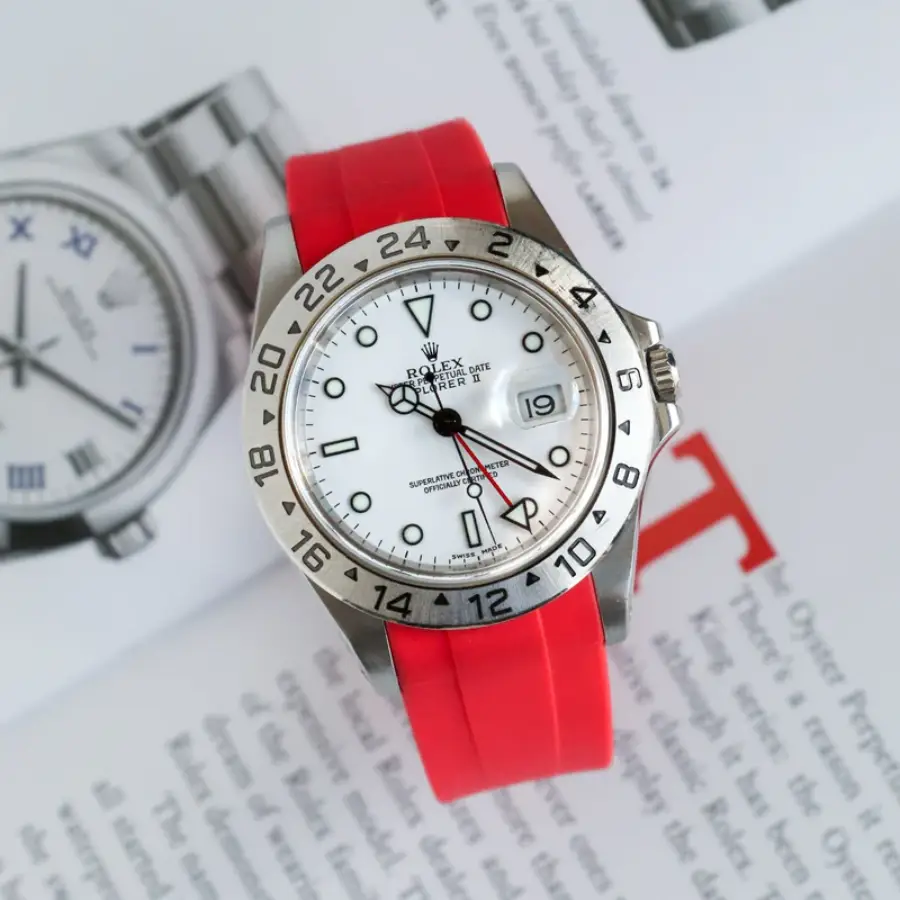 Rolex – Explorer II –  Rubber Strap – Red