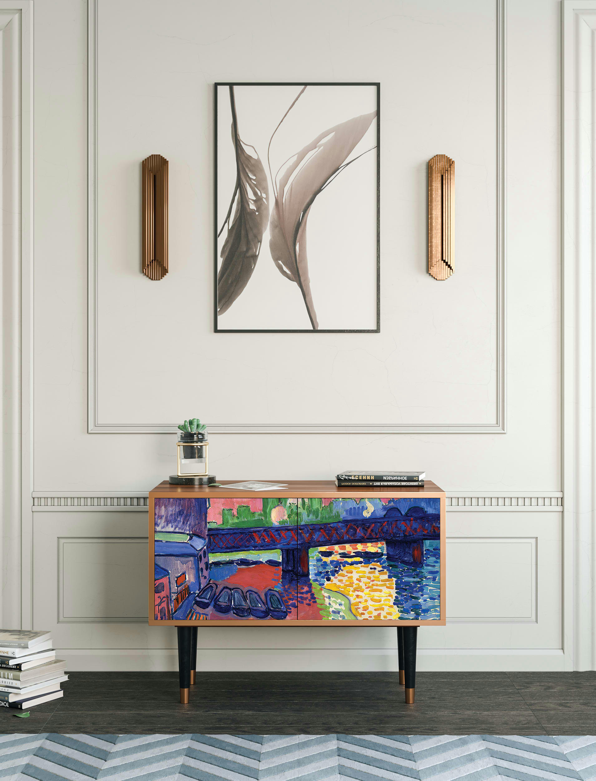 CHARING CROSS BRIDGE BY ANDRE DEAIN - Buffet bas  multicolore 2 portes L 94 cm